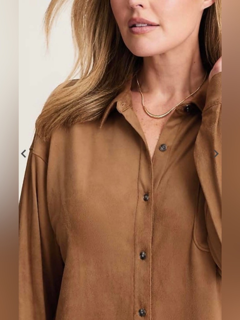 J JILL FAUX SUEDE BUTTON FRONT BLOUSE SIZE MEDIUM NWT! - Picture 2 of 5